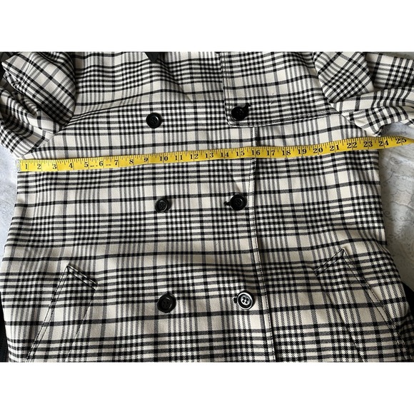 ANN TAYLOR Women's Houndstooth‎ Twill Trend Coat XL Black Beige Pocket Button Up - Picture 4 of 16